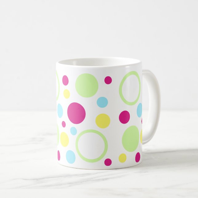 Mug Cercles bleus bleu vert clair Magenta (Devant droit)