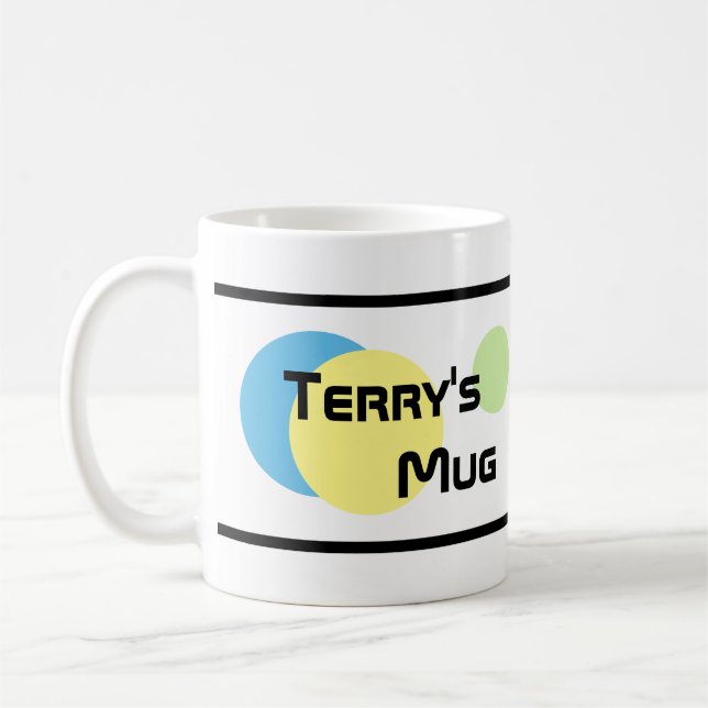 Mug Cercles Colorés Avec Noms Imprimés (Gauche)