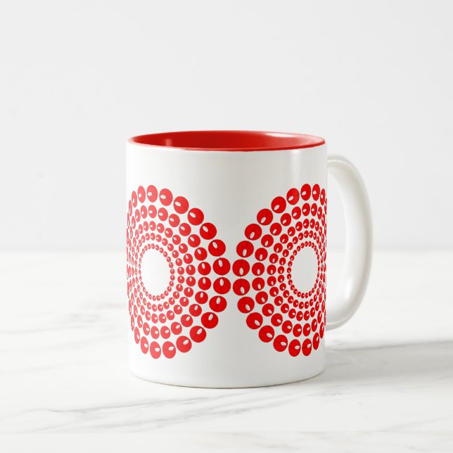 Mug - Cercles concentrés en perles rouges (Devant droit)