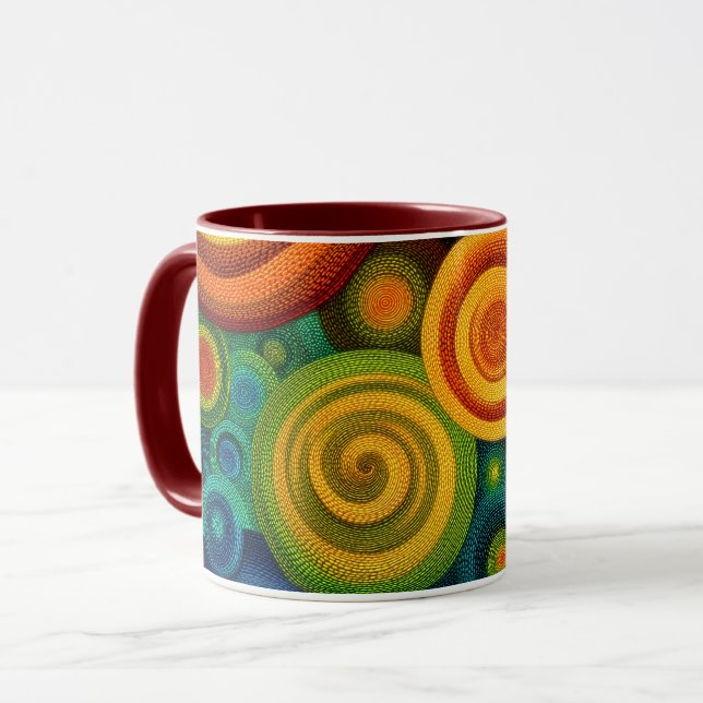 Mug Cercles concentriques abstraits en multicolore vib (Devant gauche)