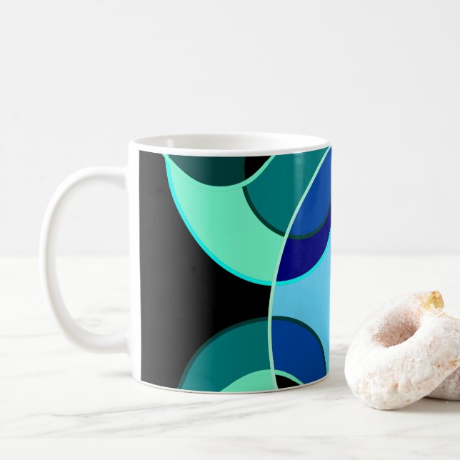 Mug Cercles croisés bleus et verts (Avec donut)