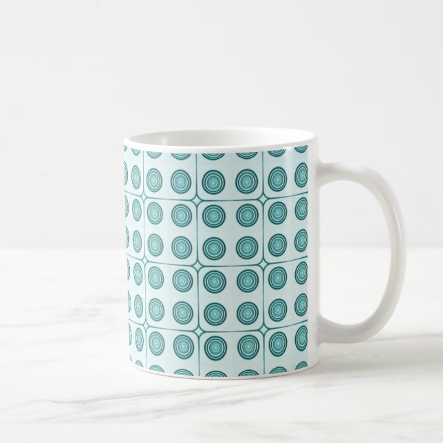 Mug Cercles de charme rétro Mug, Turquoise (Droite)
