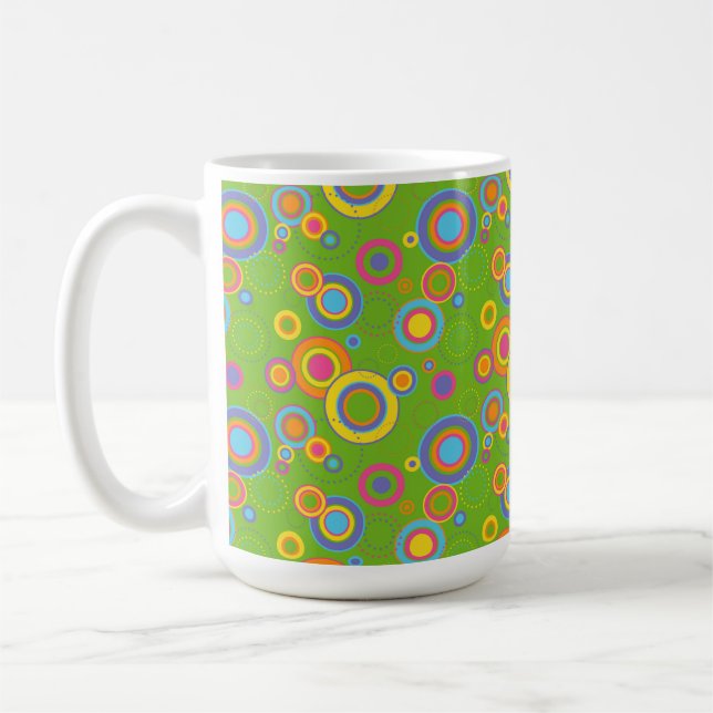 Mug Cercles de mode rétro sur fond vert (Gauche)