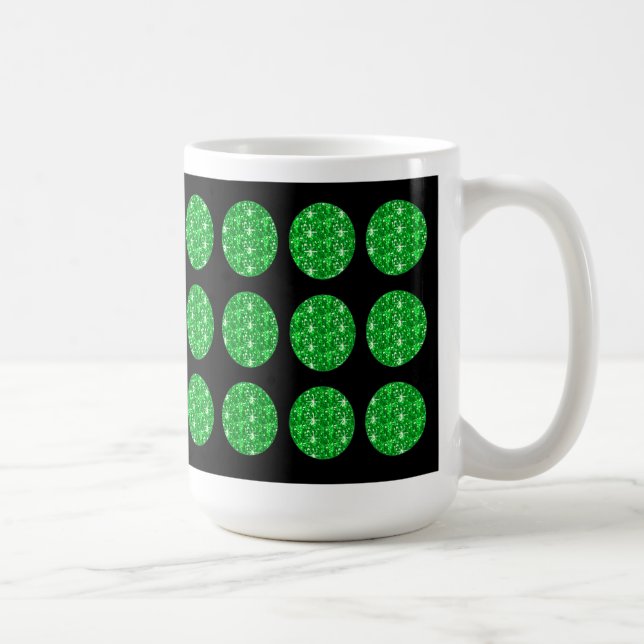 Mug Cercles de Parties scintillant vert moût sur noir (Droite)