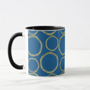 Mug Cercles d'or et Bleu clair Moderne tendance