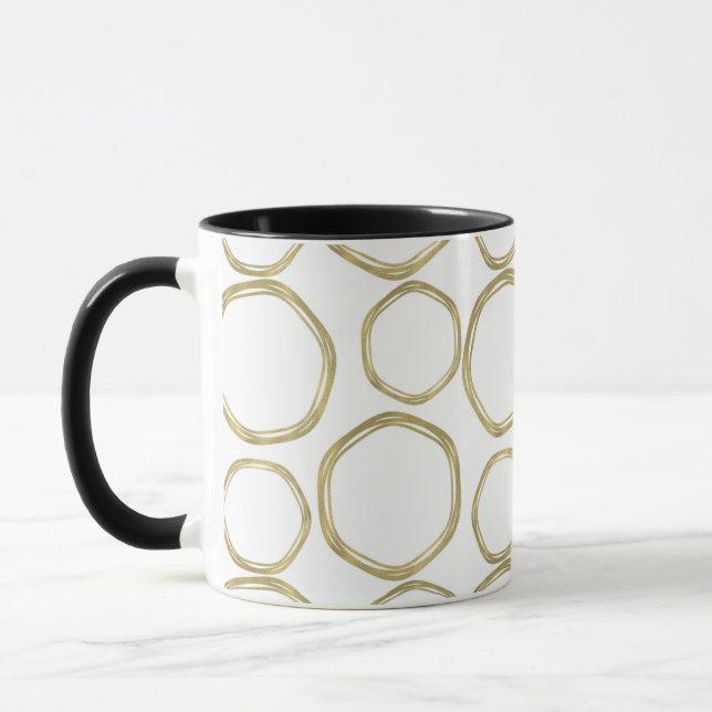 Mug Cercles d'or sur blanc moderne tendance (Gauche)