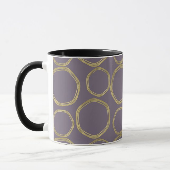 Mug Cercles dorés et taupe rustique violet moderne ten (Gauche)