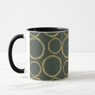 Mug Cercles dorés et vert olive rustique moderne tenda