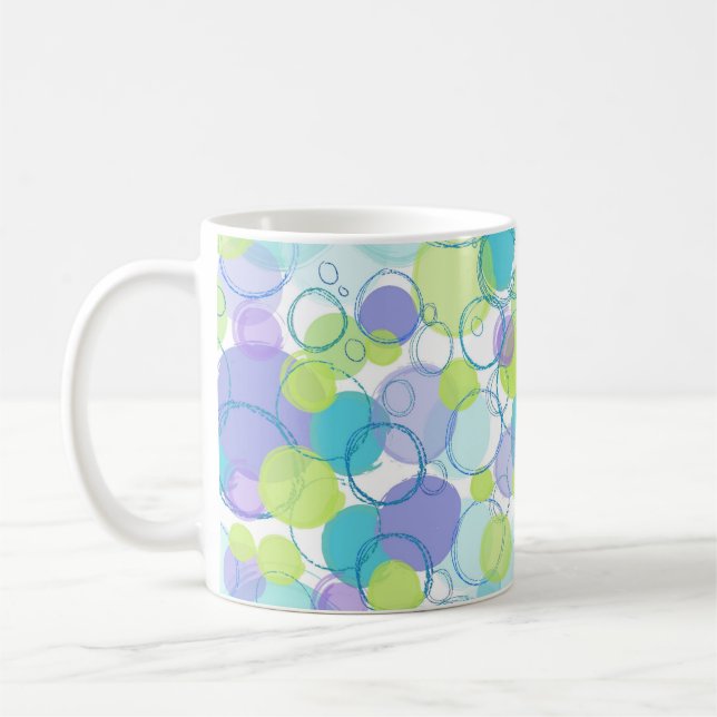 Mug Cercles et bulles pastel dessinés à la main cool (Gauche)