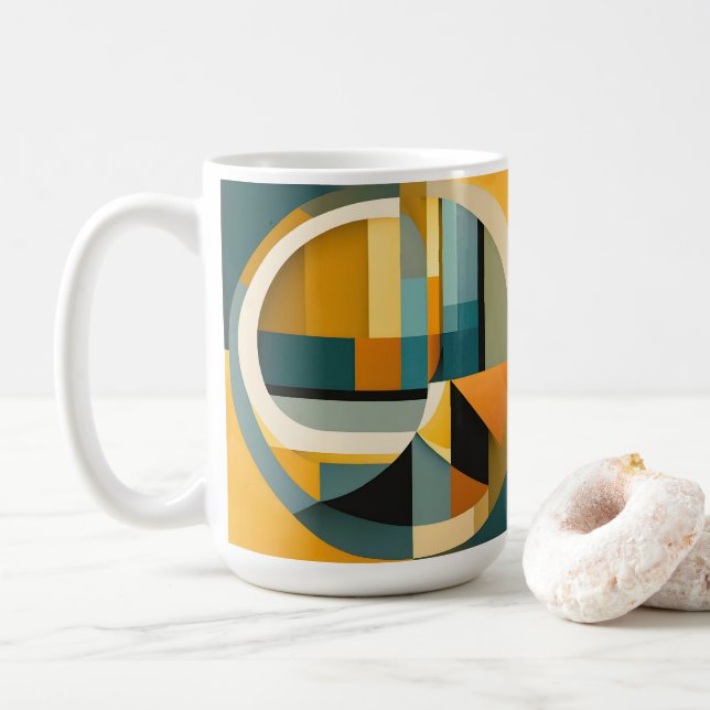 Mug Cercles et rectangles d'abstraction géométriques r (Avec donut)