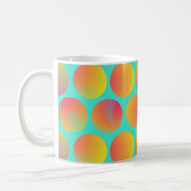 Mug cercles graphiques sans couture motif en orange bl (Gauche)