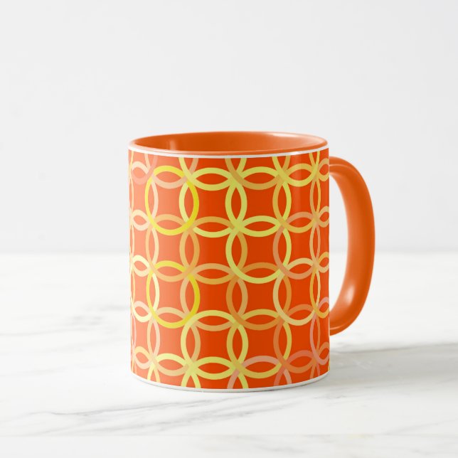 Mug Cercles modernes du milieu du siècle, mandarine or (Devant droit)