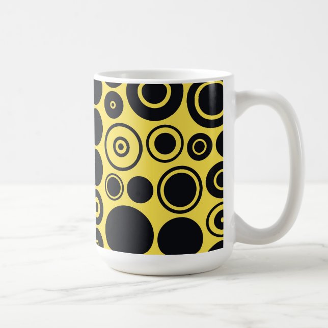 Mug Cercles rétro jaunes, noirs (Droite)