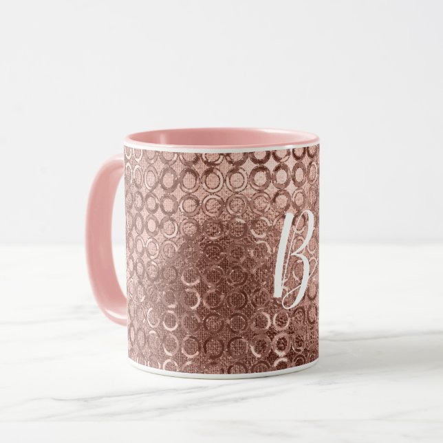 Mug Cercles scintillants or rose luxe pailleté rose (Devant gauche)