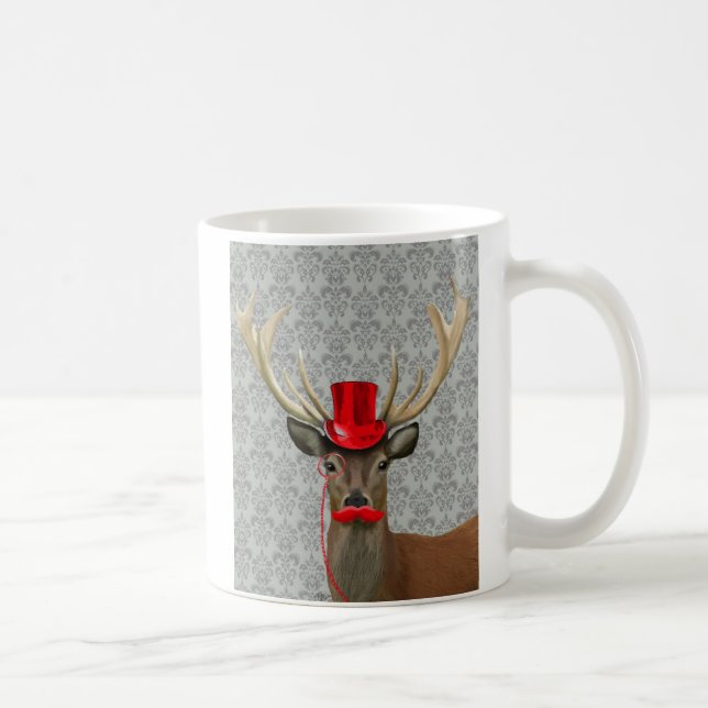 Mug Cerf avec Casquette rouge et Moustache (Droite)