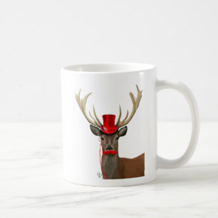 Mug Cerf avec chapeau rouge et moustache