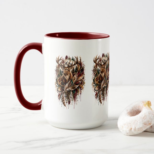 Mug Cerf Boho, Rêvant de Cerf (Avec donut)