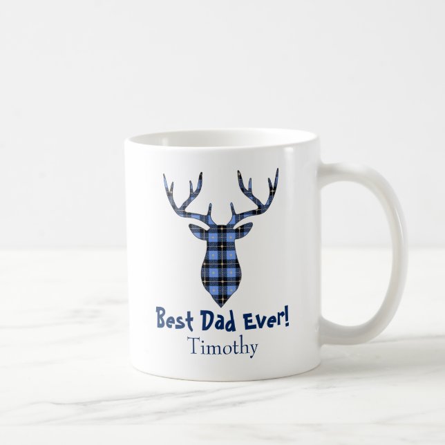 Mug Cerf Buck Plaid bleu et noir (Droite)