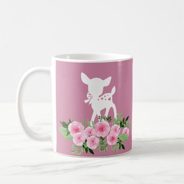 Mug cerf, cerf, bois, mignonette (Gauche)