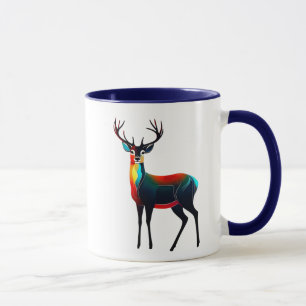 Mug Cerf coloré avec des bois majestueux.