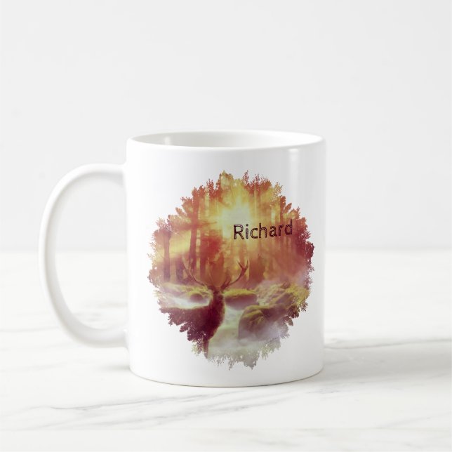 Mug Cerf dans une forêt brumeuse au lever de soleil do (Gauche)
