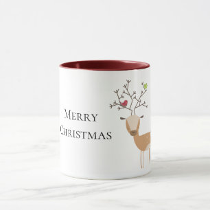 Mug Cerf de Noël aux oiseaux