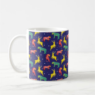 Mug Cerf de Noël et tigre. Tendances de couleur !_