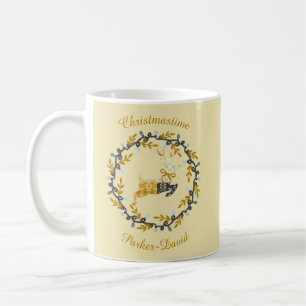 Mug Cerf de Noël joyeux avec Couronne Jaune Personnali