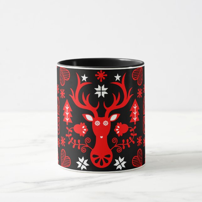 Mug Cerf de Noël rouge scandinave (Centre)