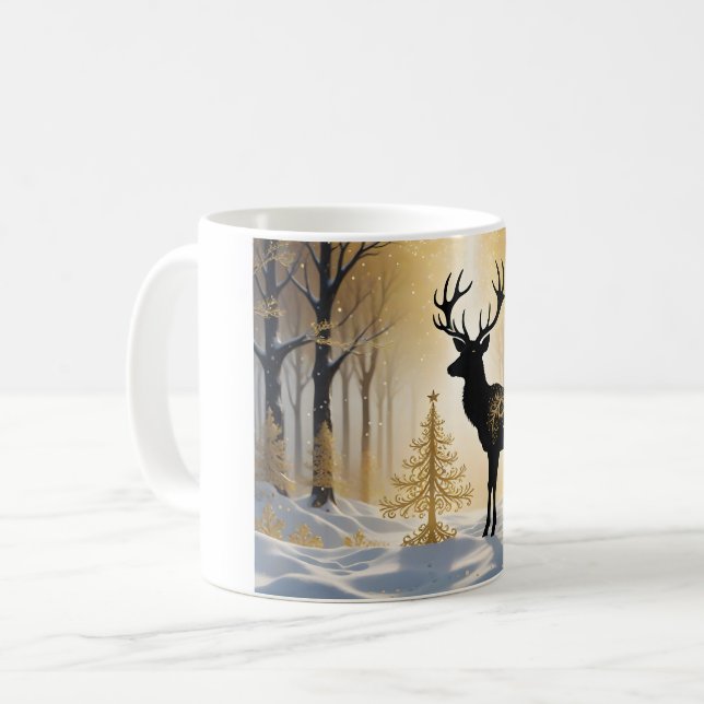 Mug Cerf doré dans la forêt de lumière hivernale (Devant gauche)