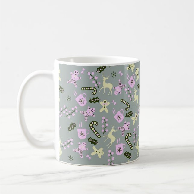 Mug Cerf en pain d'épices Canne de bonbon Verdure de N (Gauche)