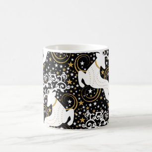 Mug Cerf floral de Noël doré en fleurs