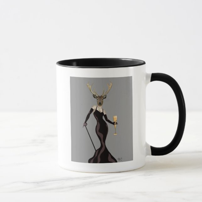 Mug Cerf glamour en noir 2 (Droite)