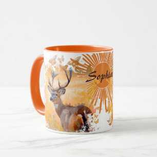 Mug Cerf Majestueux dans un Champ de Fleurs Sauvages
