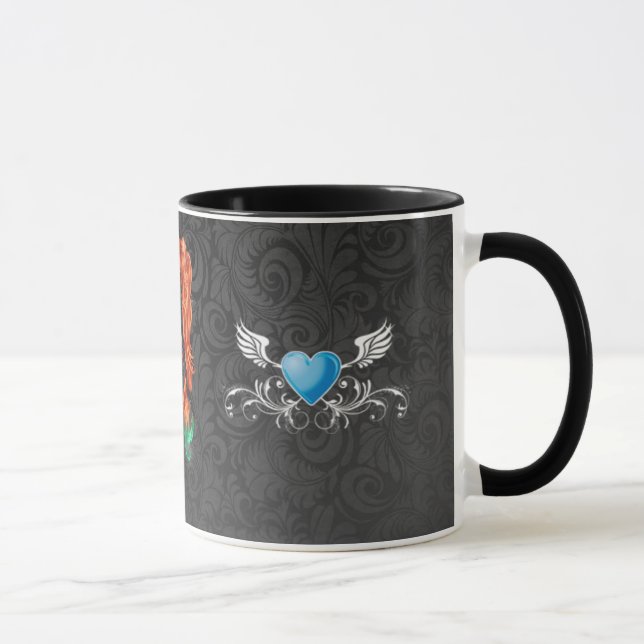 MUG CERF NOIR DE BLEU DE CHEVEUX DE FEMME DE PAISLEY (Droite)