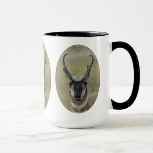 Mug Cerf pronghorn A20 tête de face noire vue de face