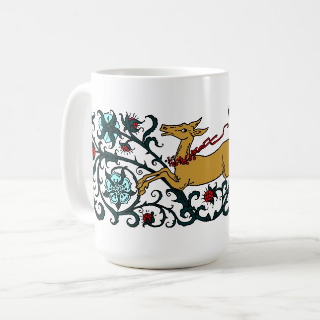 Mug Cerf Traversant Le Foliage Floral (Devant gauche)