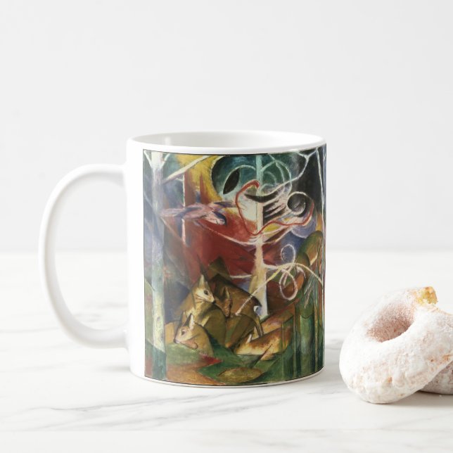 Mug Cerfs dans la forêt par Franz Marc, Beaux-arts vin (Avec donut)