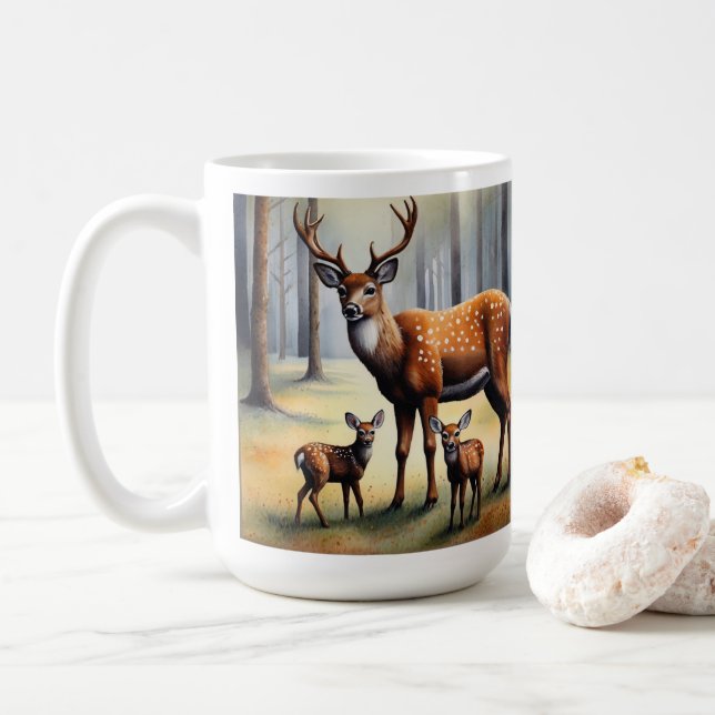Mug Cerfs Et Faons Dans La Forêt Animaux Sauvages (Avec donut)