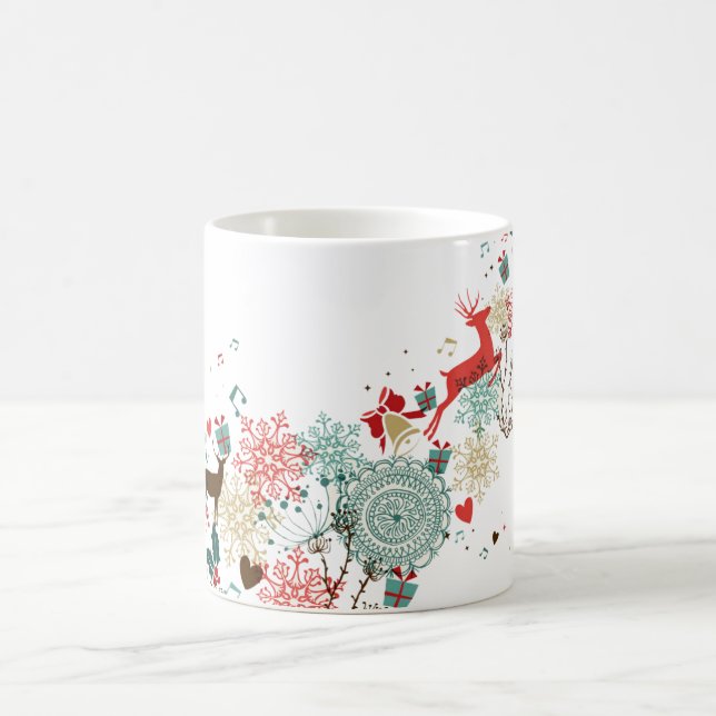 Mug Cerfs et fleurs de Noël modernes (Centre)