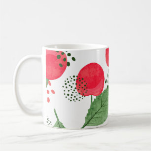 Mug Cerise Berries Vintage, Aquarelle Sans Fil.