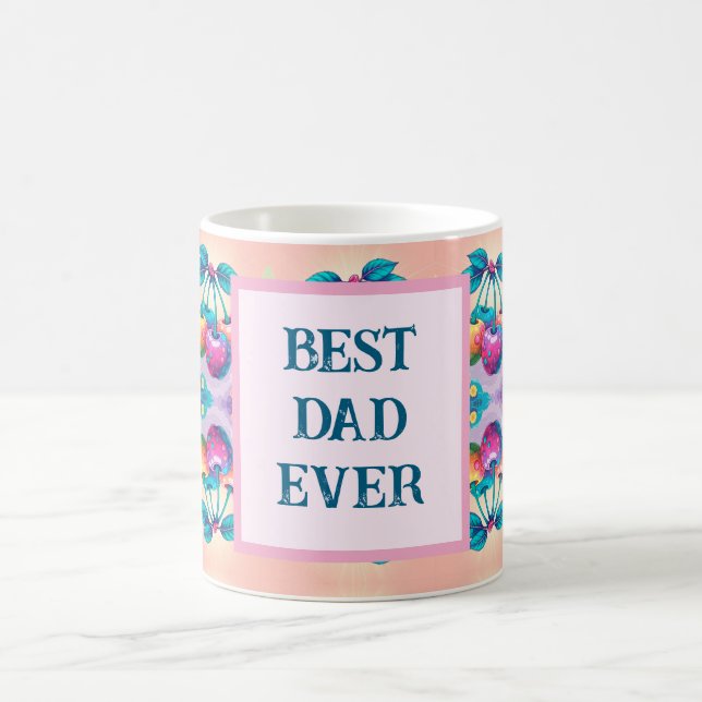 Mug Cerise colorée avec le meilleur papa jamais (Centre)