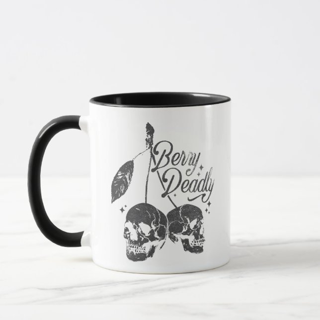 Mug Cerise crâne Éffrayante et Halloween gothique doux (Gauche)