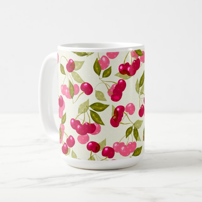 Mug Cerise rouge mûre . (Devant gauche)