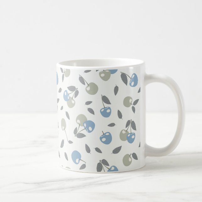 Mug Cerises de plage Boho - motif de fruits bleu sauge (Droite)