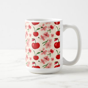 Mug Cerises et fleurs roses
