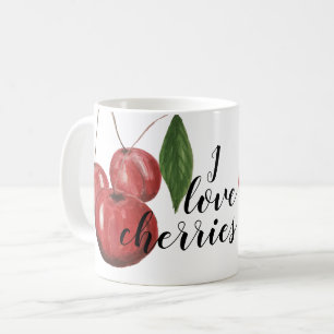 Mug Cerises Mignonnes Aquarelle Peintes à la Main avec