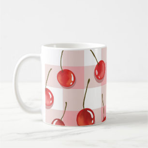 Mug Cerises rouges peintes à la main en motif continu