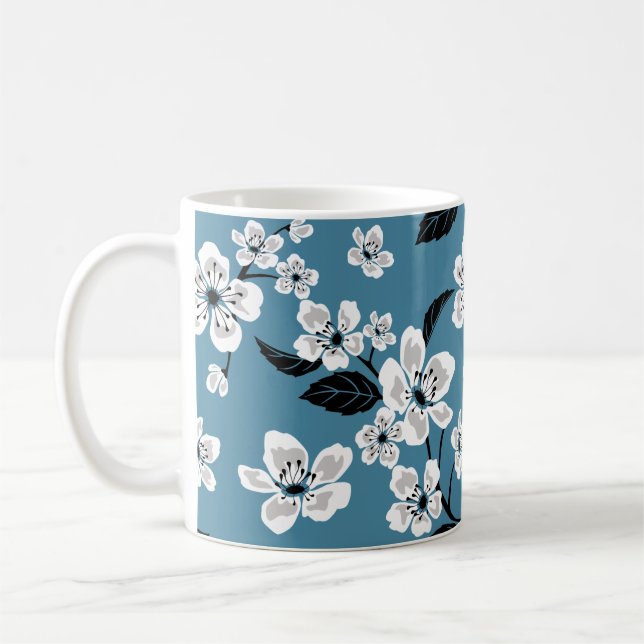 MUG CERISIER EN FLEURS - SAKURA (BLEU FUMÉ) (Gauche)