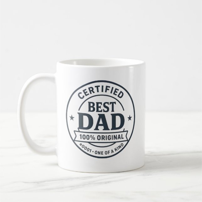 Mug Certifié Meilleur Papa #0001 - 100% Original Père’ (Gauche)